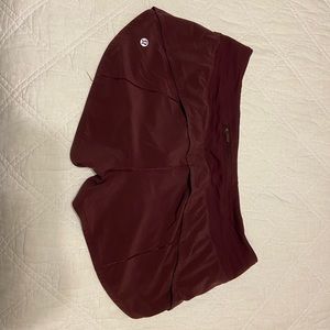 Maroon Lululemon Speed Up Shorts, Low Rise, Size 8